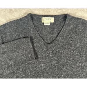 J CREW 100% Lambswool Large Black Long Sleeve V Neck Sweater Mens Jumper wool L